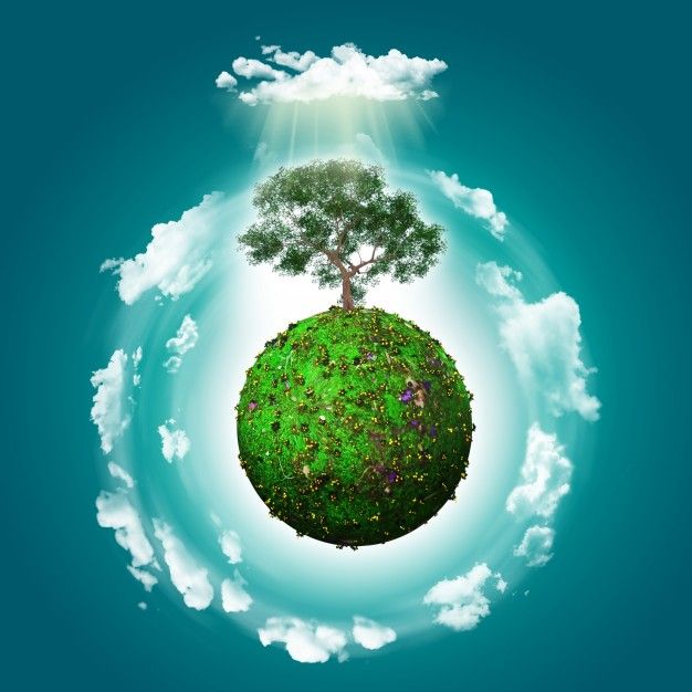 جهان سبز با درخت green world with a tree