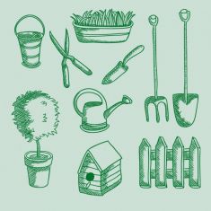 وکتور ابزارهای باغچه بانی gardening tools drawings