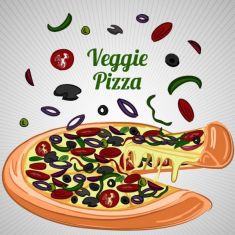وکتور پیتزای سبزیجات veggie pizza vector