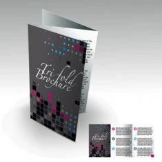 قالب بروشور _black triptych brochure template with squares