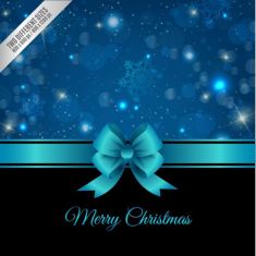 وکتور کارت پستال کریسمس با روبان آبی christmas card with blue ribbon