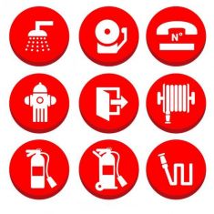 مجموعه وکتور آتش و آتش نشانی fire prevention icons set