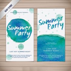 وکتور بنر مهمانی تابستانی watercolor summer party banners