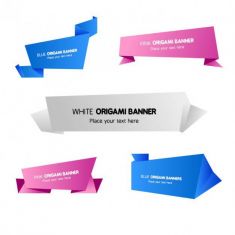 وکتور مجموعه قالب بنر اریگامی origami banner templates set