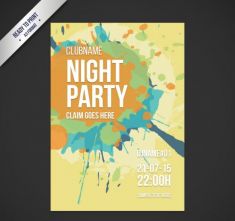 پوستر مهمانی با قطرات رنگ    party poster with paint splashes