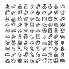 مجموعه آیکون اسباب بازی doodle toys icons set