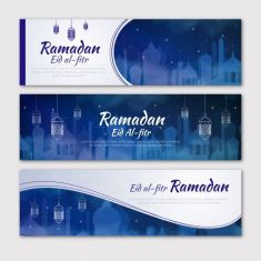 بنرهای آبی رمضان blue ramadan banners