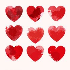 وکتور قلب با لکه های رنگ vector hearts with paint stains