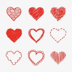 وکتور قلب heart sketches vector pack