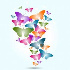 وکتور پروانه های رنگی در حال پرواز Colorful butterflies vector design