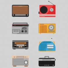 وکتور انواع رادیو retro radio sets drawings