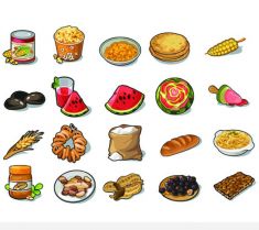آیکون های مواد غذایی various food vintage icons