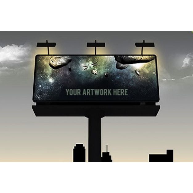 وکتور تابلو های تبلیغاتی billboard with spotlights and sky