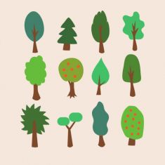 وکتور درختان کارتونی cartoon trees pack