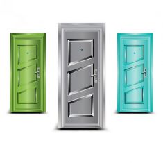 وکتور مجموعه درب های رنگی Doors vector illustration set