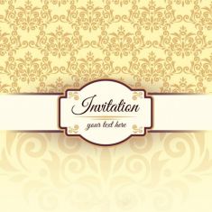 وکتور پترن گل invitation template with damask pattern